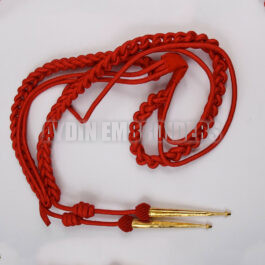 Aiguillette in Red Silk with Gold Tags